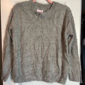 Pink Lily Soft Gray Crew Neck Sweater